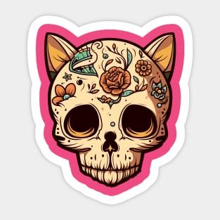 mexican skull cat Sticker